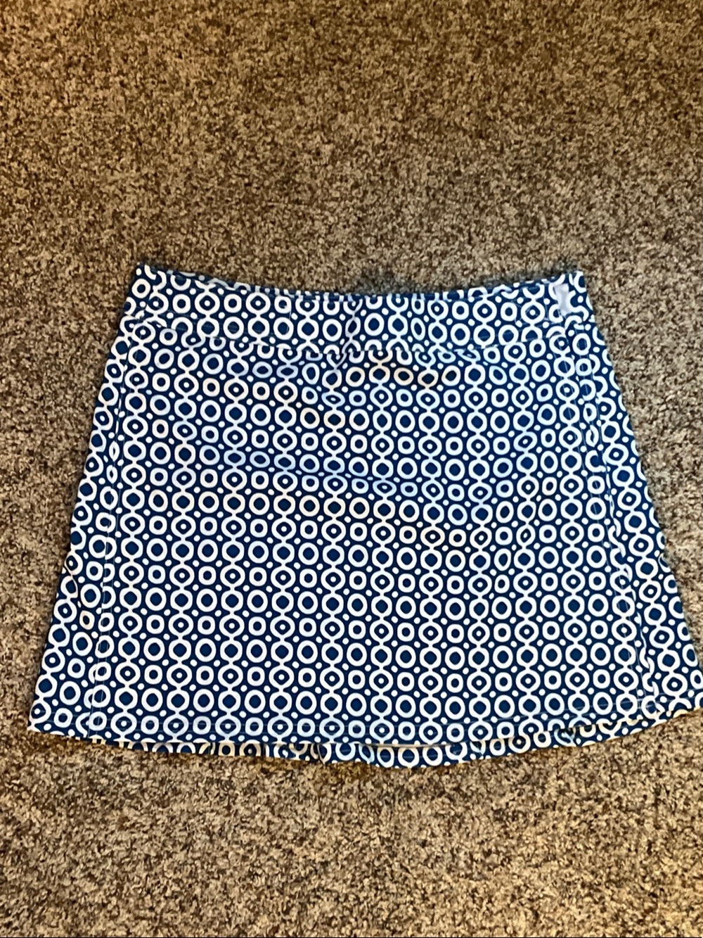 Women's Navy and White Geometric Mini Skirt